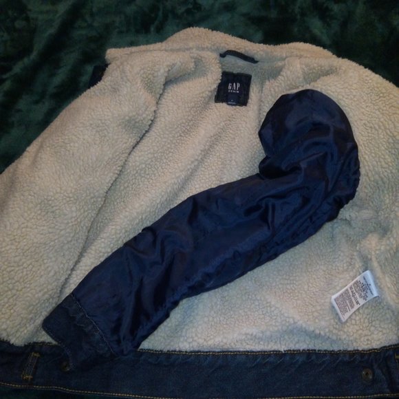 GAP Denim Sherpa Icon Jean Jacket Boys Sz M / 8 - Picture 11 of 14